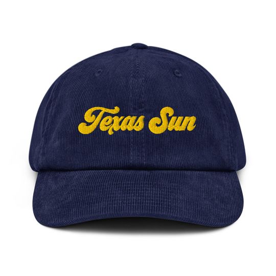 Discover Texas Sun Embroidered Corduroy Hat, Soft Cotton Embroidered Dad Style Cap, Gift Idea