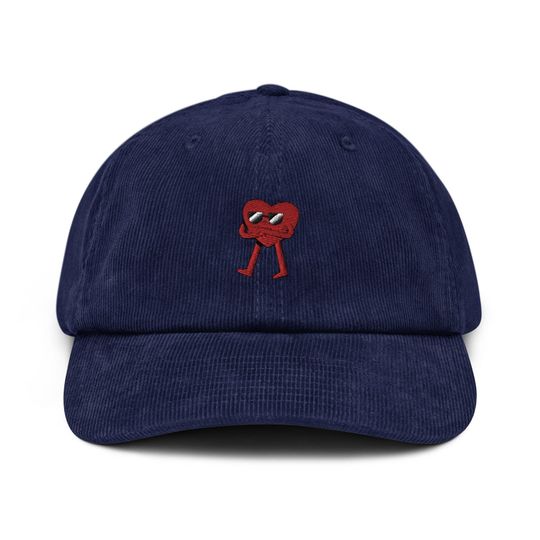 Discover Moody Heart Embroidered Corduroy Hat, Soft Cotton Embroidered Dad Style Cap, Gift Idea