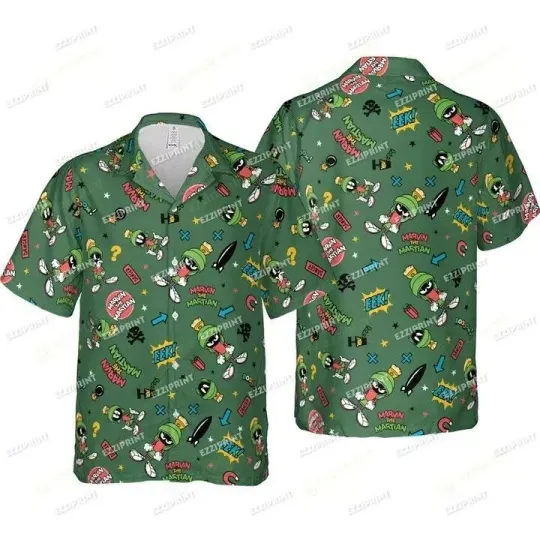 Discover Marvin the Martian Looney Tunes Hawaiian Shirt Casual Button Down Unisex Adults