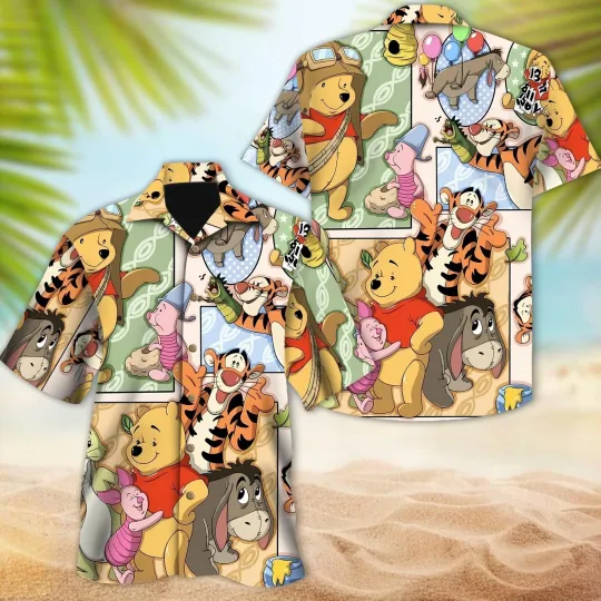 Discover winniee the poohh Bear Hawaiian Shirt Casual Button Down Unisex Adults Outfit