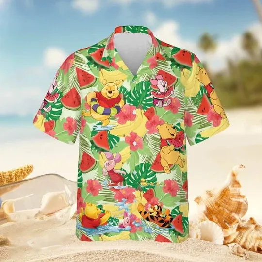 Discover Pooh And Friends Hawaiian Shirt - Funny Disneyyy winniee the poohh Summer Gift