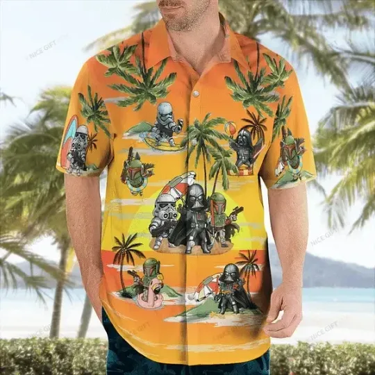 Discover Hawaiian Shirt Revealing Starr Warss Chronicles in 3D Tropical Beach Vibes Shirt