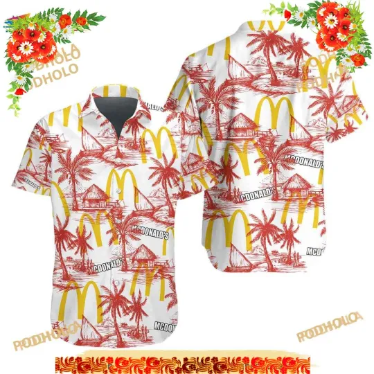 Discover Mcdonald Food Hawaiian Shirt, Tropical Flower Aloha Shirt