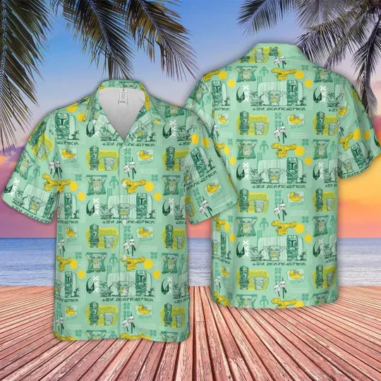 Discover Starr Warss All Characters Hawaiian Shirt Casual Button Down Unisex Adults S-5XL