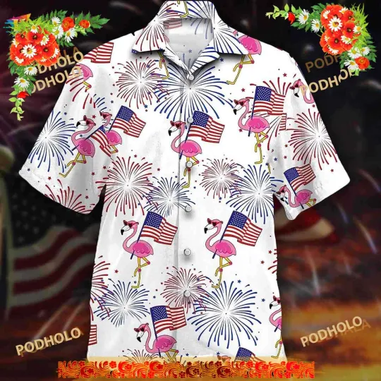 Discover Flamingo 3D Hawaiian Aloha Shirt