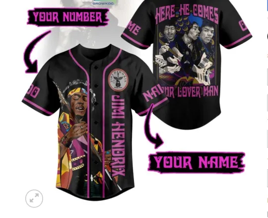 Discover Jimi Hendrix Our Lover Man Personalized Baseball Jersey, 3D Jersey Gifts