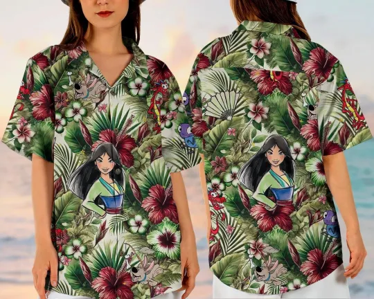 Discover Mulann Princess Hawaiian Shirt - Disneyyy Tropical Vintage Warrior