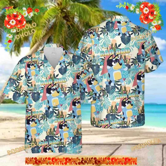 Discover Blueydad Button Shirt, Blueydad Hawaiian Shirt, BlueyDad Family