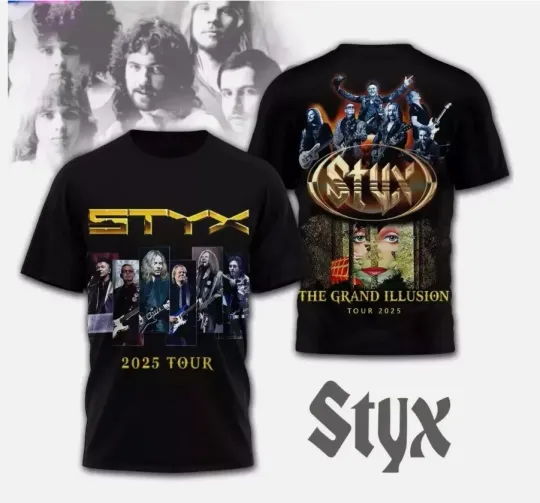 Discover Styxs BAND The Grand Illusion Tour 2025 3D T-Shirt
