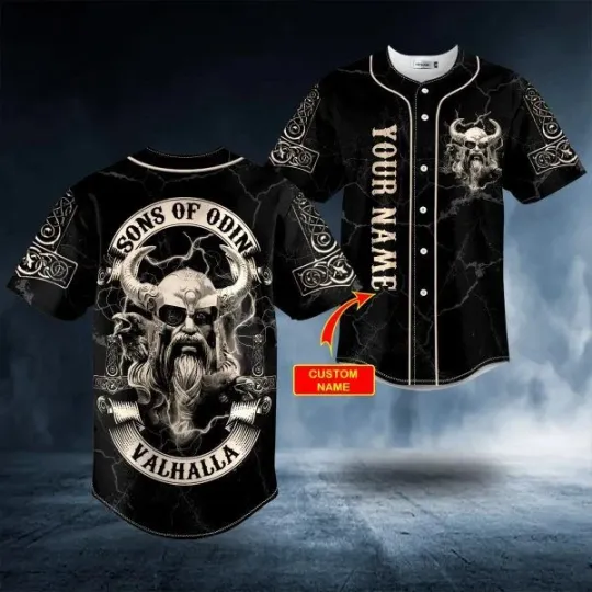 Discover Skull & Viking Graphic Baseball Jersey, 3D Jersey Gifts