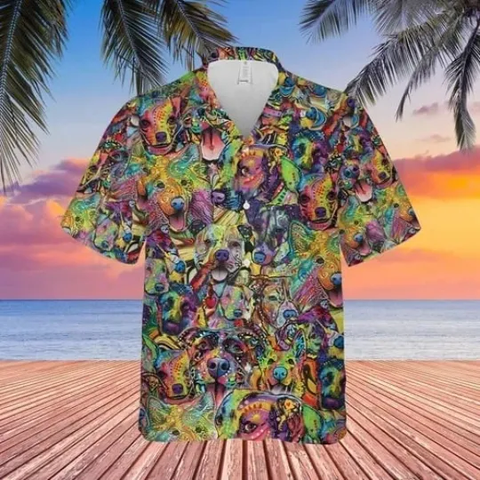 Discover Colorful Variety Of Dogs Unisex Hawaiian Shirt Summer Shirt