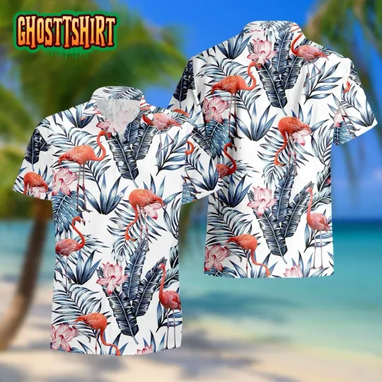Discover Flamingo Hawaiian Button Down Shirt Unisex Adults