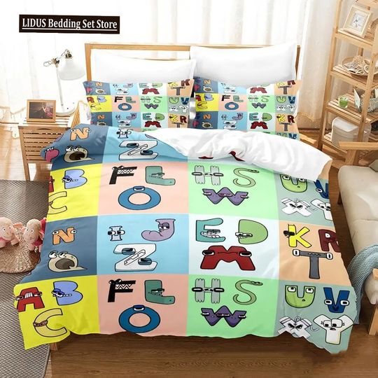 Discover Cartoon Alphabet Lore A-Z Bedding Set. Gifts for Boys Girls