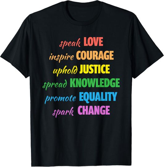 Discover Love Courage Justice Equality LGBTQ Gay Pride Month Rainbow T-Shirt