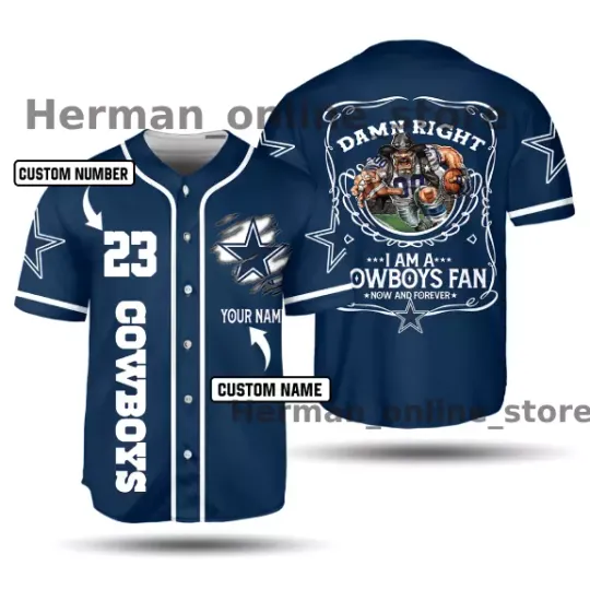 Discover DaIIas Football Team Cowboys Custom Name Number Baseball Jersey Unisex