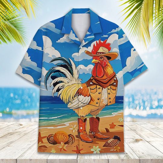 Discover Cowboy Rooster Hawaiian Shirt for Men Women Youth, Rooster Hawaiian