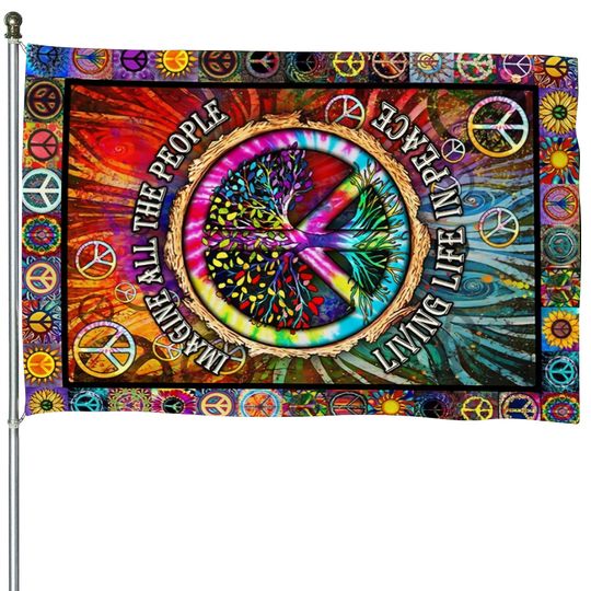 Discover Hippie Peace Sign Tree Hippie Life House Flag G