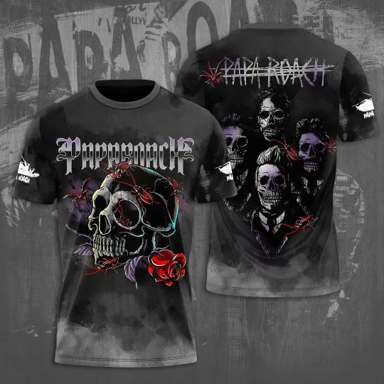 Discover Papa Roach Rise Of The Roach 2025 Tour Aop 3D T-Shirt