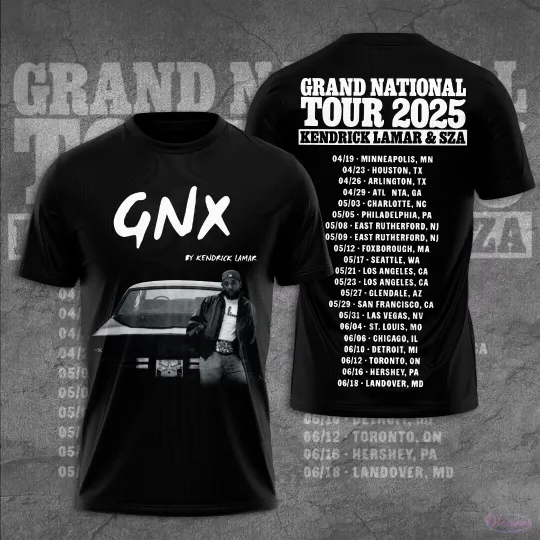 Discover Kendrick Lamar GNX 2025 Grand National Tour 3D T-Shirt