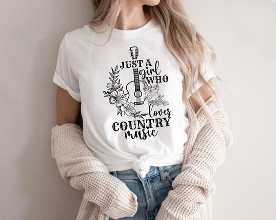 Discover Just A Girl Who Loves Country Music Shirt, Country Music Tee, Western Shirt