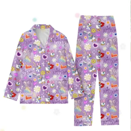 Discover Daisy Duckk Pajamas Set, Disneyyland Castle Shirt, Disneyyy Trip Shirt