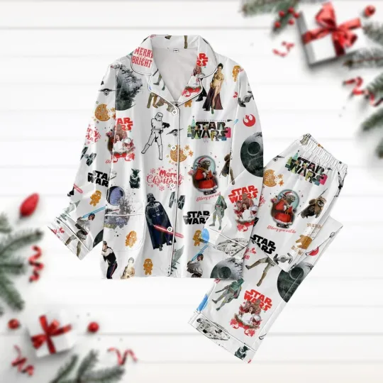 Discover Starr Warss Pajamas Set, Starr Warss Christmas Shirt, Disneyyy Movie Characters Holida