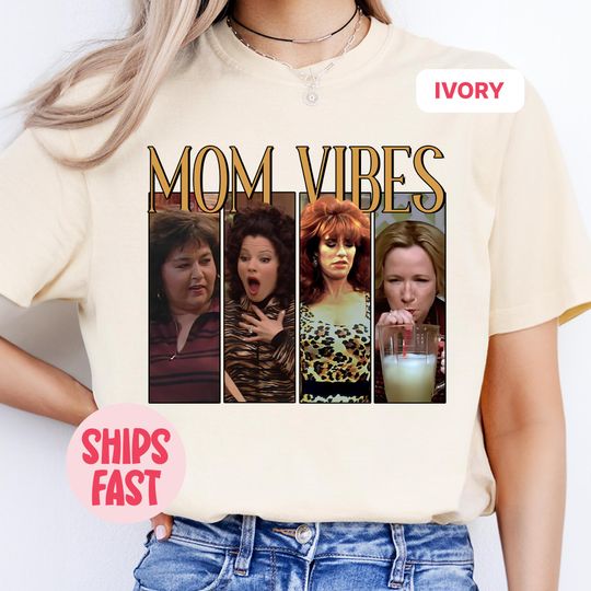 Discover Retro 90s Mom Vibes T-Shirt, Funny Vintage Mama Tee, Nostalgia Mom Life Shirt