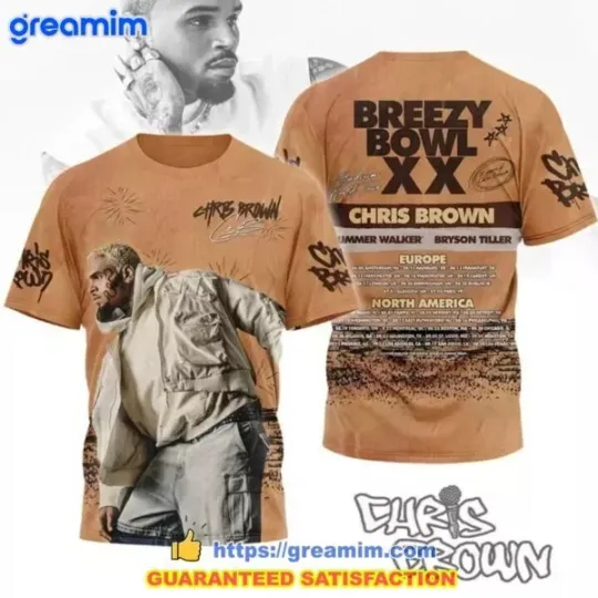 Discover 3D Unisex Chris Brown Breezy Bowl XX 2025 Tour Shirt