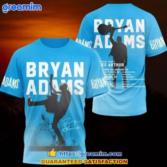 Discover 3D Unisex Bryan Adams Roll With The Punches 2025 Tour Shirt