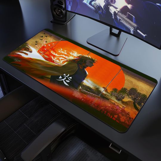 Discover Flame Hashira Desk Mat, Kyo Rengokoo Mousepad, MTG Gaming Desk Mat