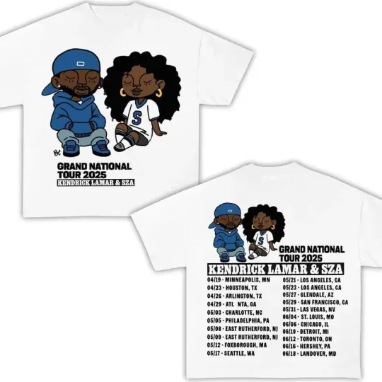 Discover Kendrick Lamar & SZA 2025 Tour T-Shirt | Grand National Tour 2-Sided