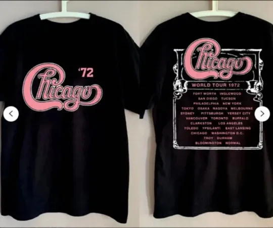 Discover Chicago Band Shirt, Vintage Chicago '72 T-Shirt, Chicago World Tour 1972 T-Shirt
