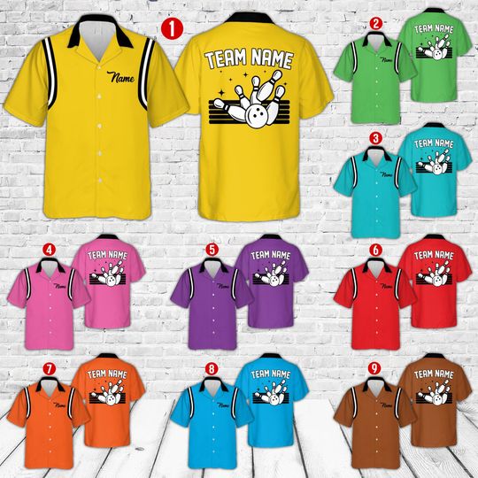 Discover Custom Bowling Hawaiian Shirt For Men Women, Personalized Name Bowling Shirt