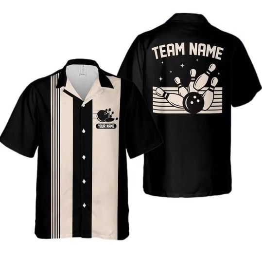 Discover Personalized Retro Bowling Hawaiian Shirt, Custom Name Button Down Shirt
