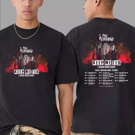 Discover The Warning Band Keep Me Fed World Tour 2025 T-Shirt S to 5XL