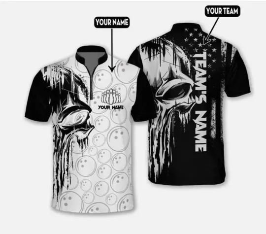 Discover Custom Skull Bowling Jersey for Team, Hot New Shirt Gift for Bowlers