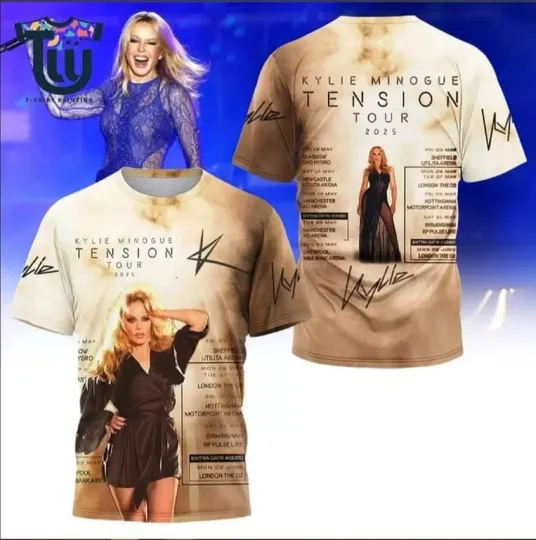 Discover Kylie Minogue Tension Tour 2024 3D T-shirt