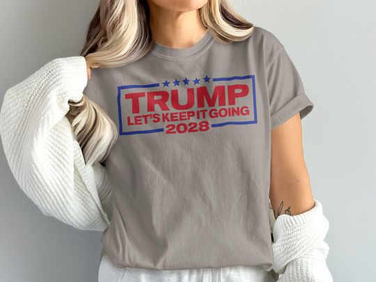 Discover Trump 2028 Shirt Comfort Colors 1717 Tee MAGA Bold Vintage Red White Blue Patriotic
