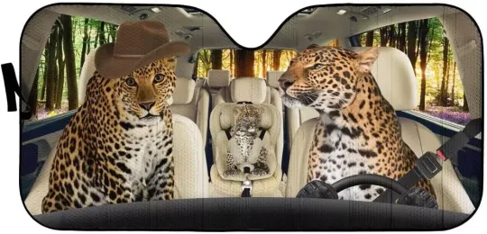 Discover Leopard Car Sunshade Foldable Windshield Sun Shade