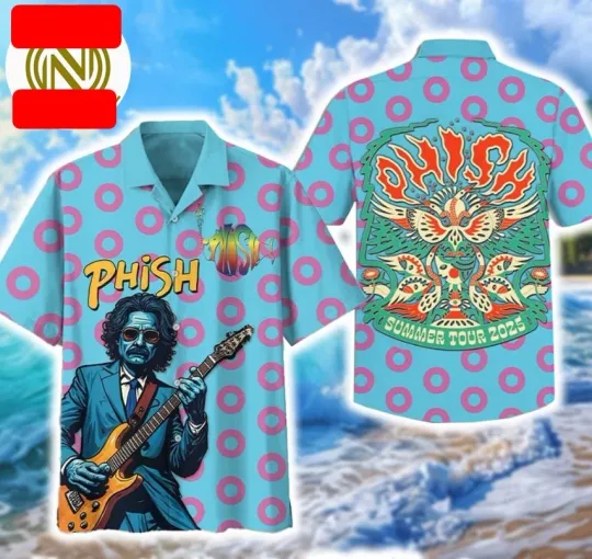 Discover Phish Rock Band Summer Tour 2025 Blue Background Summer Aloha Hawaiian Shirt