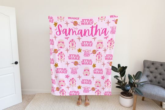 Discover Personalized Starr Warss blanket pink, Personalized Disneyyy blanket