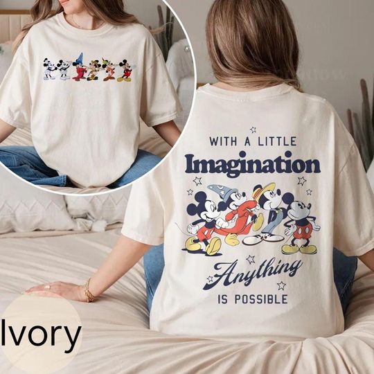 Discover Vintage Disneyyy Sorcerer Mickeyy With Little Imagination Shirt