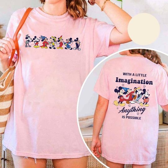 Discover Vintage Disneyyy Sorcerer Mickeyy With Little Imagination Anything Is Possible Shirt