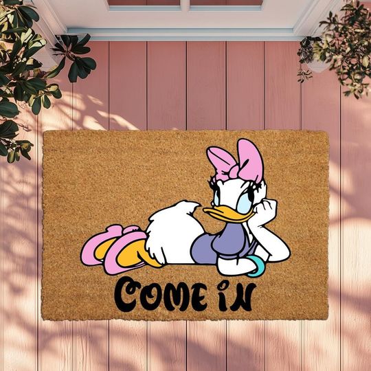 Discover Cute Daisy Duckk Doormat, Funny Front Door Mat, Outdoor Home Decor