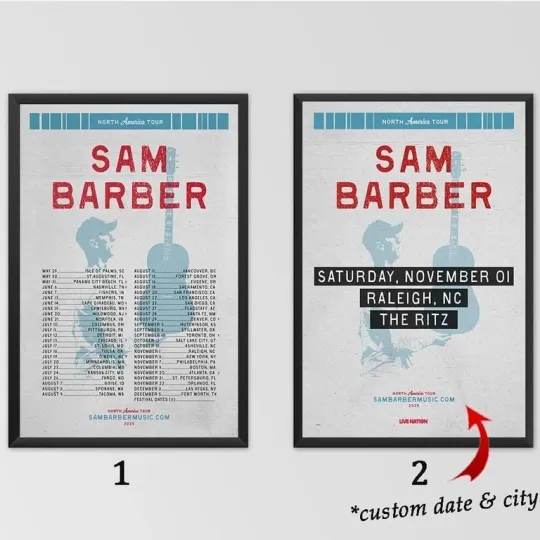 Discover Custom Sam Barber 2025 North American Tour Poster