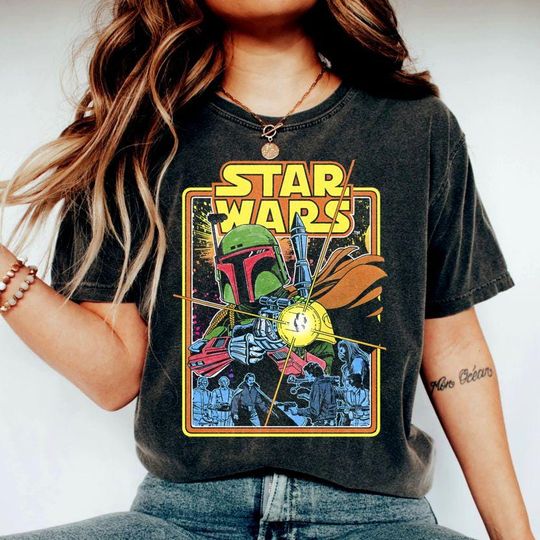 Discover Starr Warss: Empire Strikes Back Boba Fett Fires Shirt, Vintage Bounty Hunter Tee