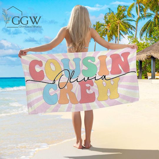 Discover Cousin Crew Beach Towel, Summer Beach Gift For Cousin, Cousin Beach Towel, , Gift for Family, Cousin Vacation