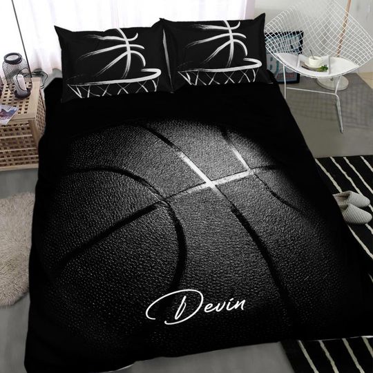 Discover Black Basketball Personalized Custom Name Bedding Sets