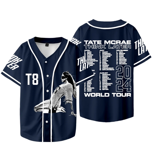 Discover ‎Tate McRae Think Later World Tour Baseball Jersey, ‎Tate McRae Baseball Jersey