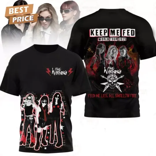 Discover The Warning Keep Me Fed World Tour 2025 AOP 3D T-shirt